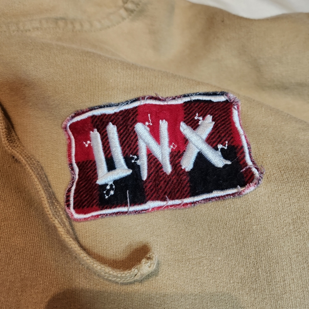 Unxpected UNX Men's White& Tan Hoodie Size Medium A29 - Picture 6 of 10